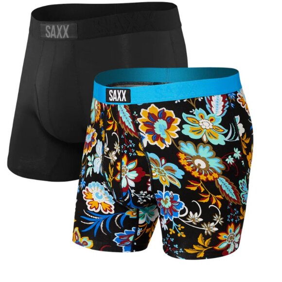 Saxx ULTRA 2 pack Boxer Briefs Ultimate Comfort Heritage Floral & Black - Picture 1 of 3